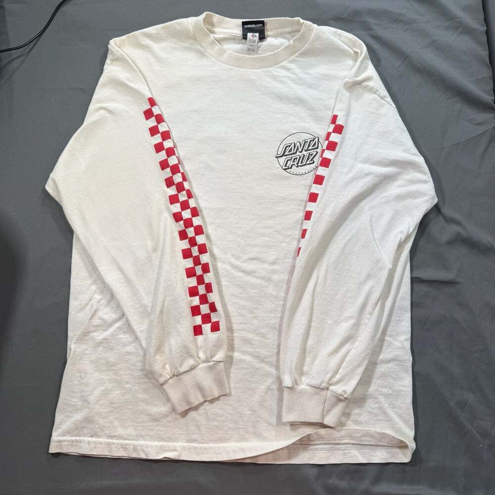 Santa Cruz Skateboards Classic Dot Logo Long Sleeve Red and White Checkerboard